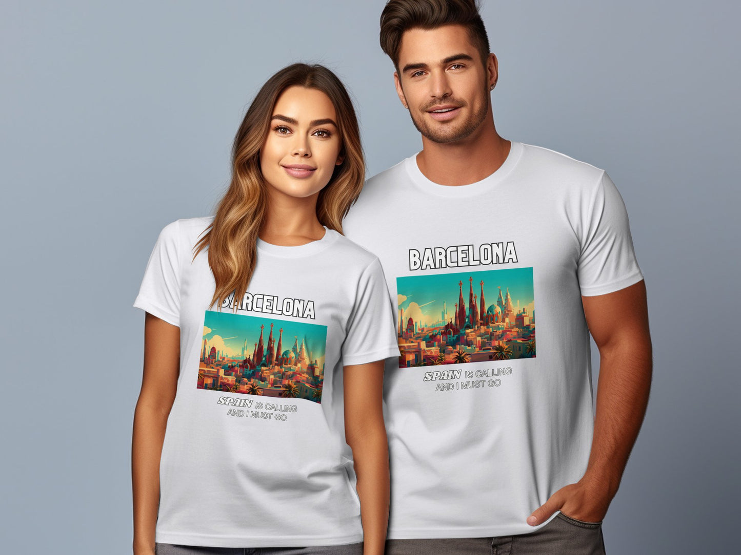 Barcelona Spain is Calling Travel Day T-Shirt for Men, Women, Kids & Babies. Family Matching Set, Family Traveling Day T-shirt, Spain Trip