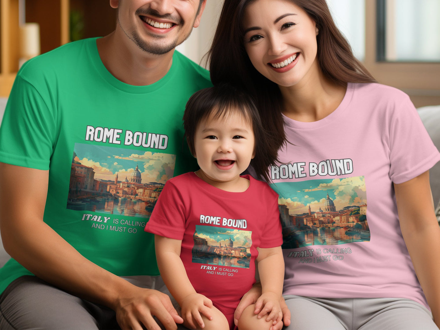 Rome Bound Italy is Calling Travel Day T-Shirt for Men, Women, Kids & Babies. Family Matching Set, Family Traveling Day T-shirt, Italy Trip