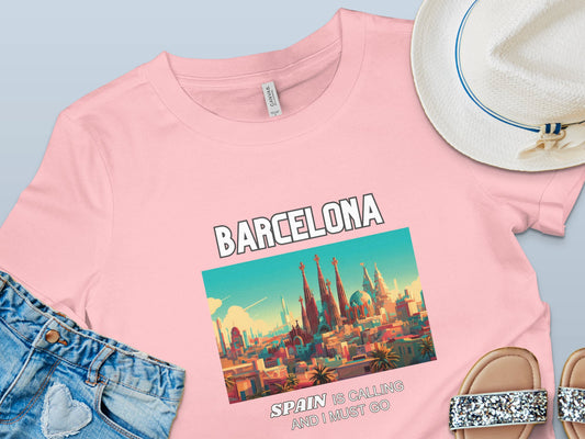 Barcelona Spain is Calling Travel Day T-Shirt for Men, Women, Kids & Babies. Family Matching Set, Family Traveling Day T-shirt, Spain Trip