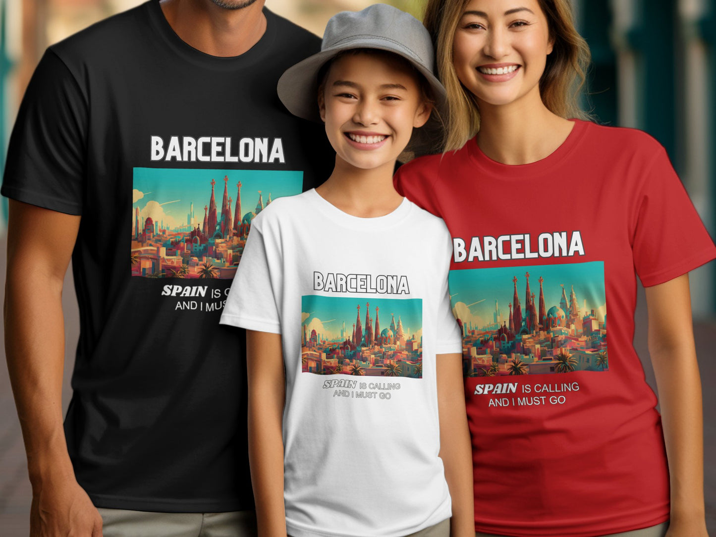 Barcelona Spain is Calling Travel Day T-Shirt for Men, Women, Kids & Babies. Family Matching Set, Family Traveling Day T-shirt, Spain Trip