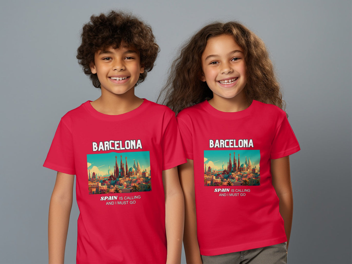 Barcelona Spain is Calling Travel Day T-Shirt for Men, Women, Kids & Babies. Family Matching Set, Family Traveling Day T-shirt, Spain Trip