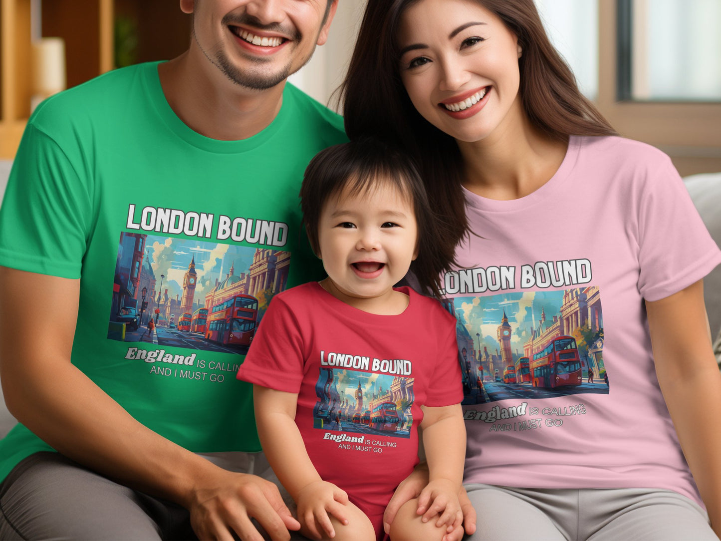 London Bound England is Calling Travel Day T-Shirt for Men, Women, Kids & Babies. Family Matching Set, Family Traveling Day T-shirt, UK Trip