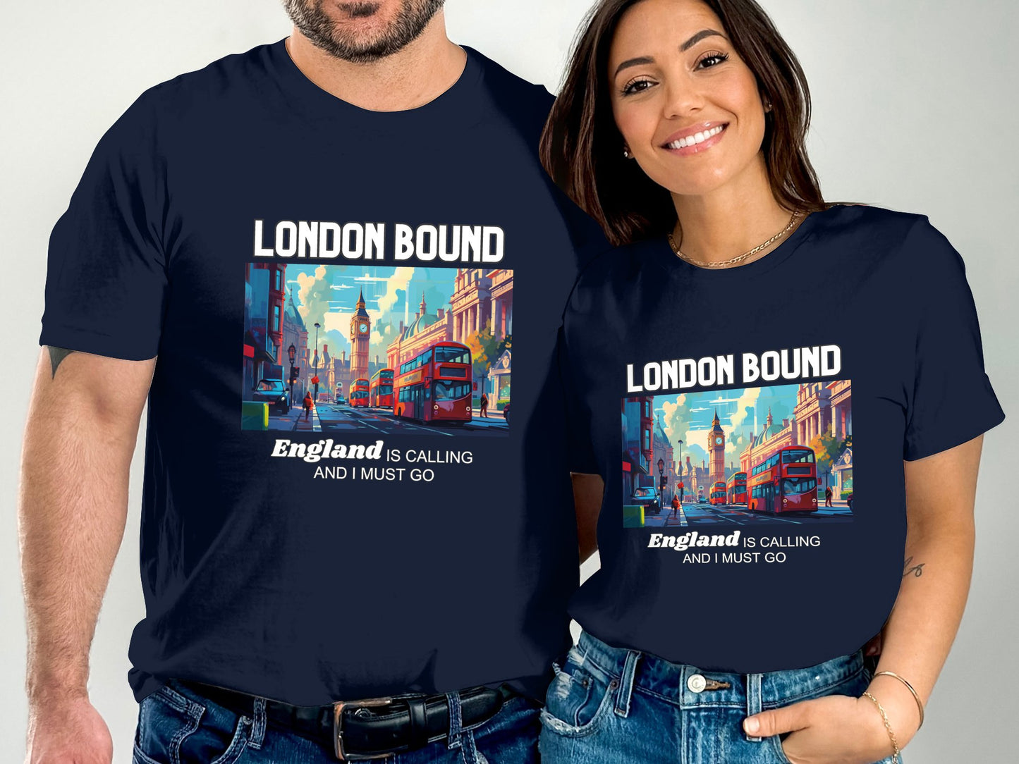 London Bound England is Calling Travel Day T-Shirt for Men, Women, Kids & Babies. Family Matching Set, Family Traveling Day T-shirt, UK Trip