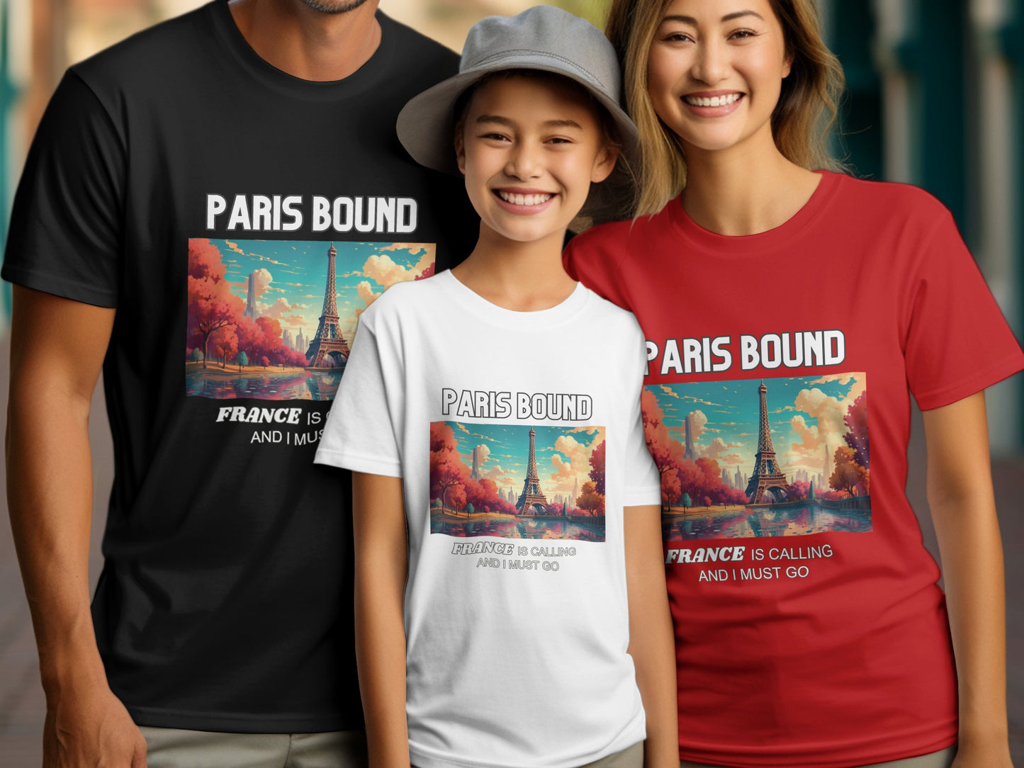 Paris Bound France is Calling Travel Day T-Shirt for Men, Women, Kids & Babies. Family Matching Set, Family Traveling Day T-shirt Paris Trip